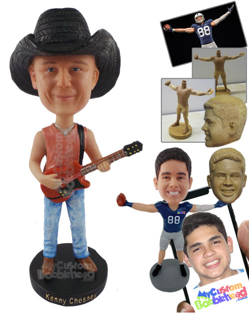 Cowboy Holding a Guitar Personalized Bobblehead
