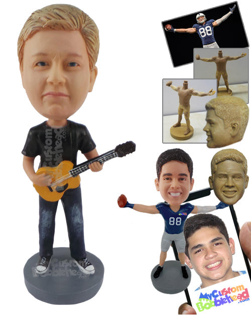 Man Holding a Guitar Personalized Bobblehead