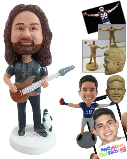 Cool Bro Ready to Play Some Rock and Roll Personalized Bobblehead